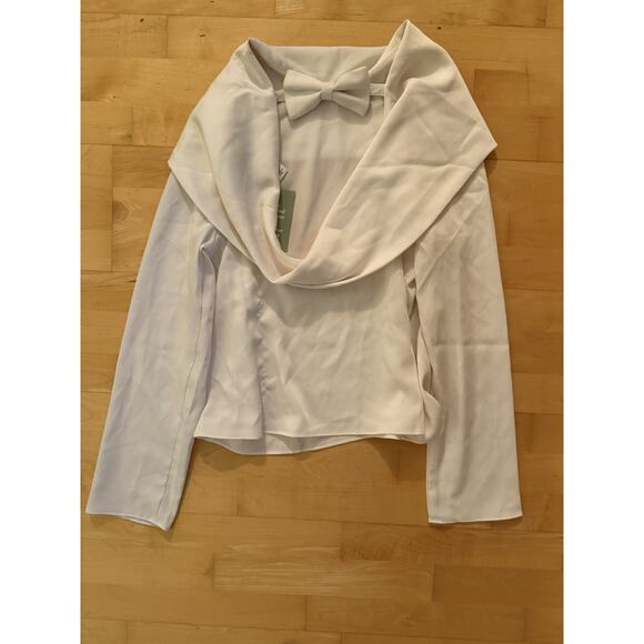 NWT H&M Draper Blouse Bow Tie Back White ivory Blouse Small - Picture 3 of 5